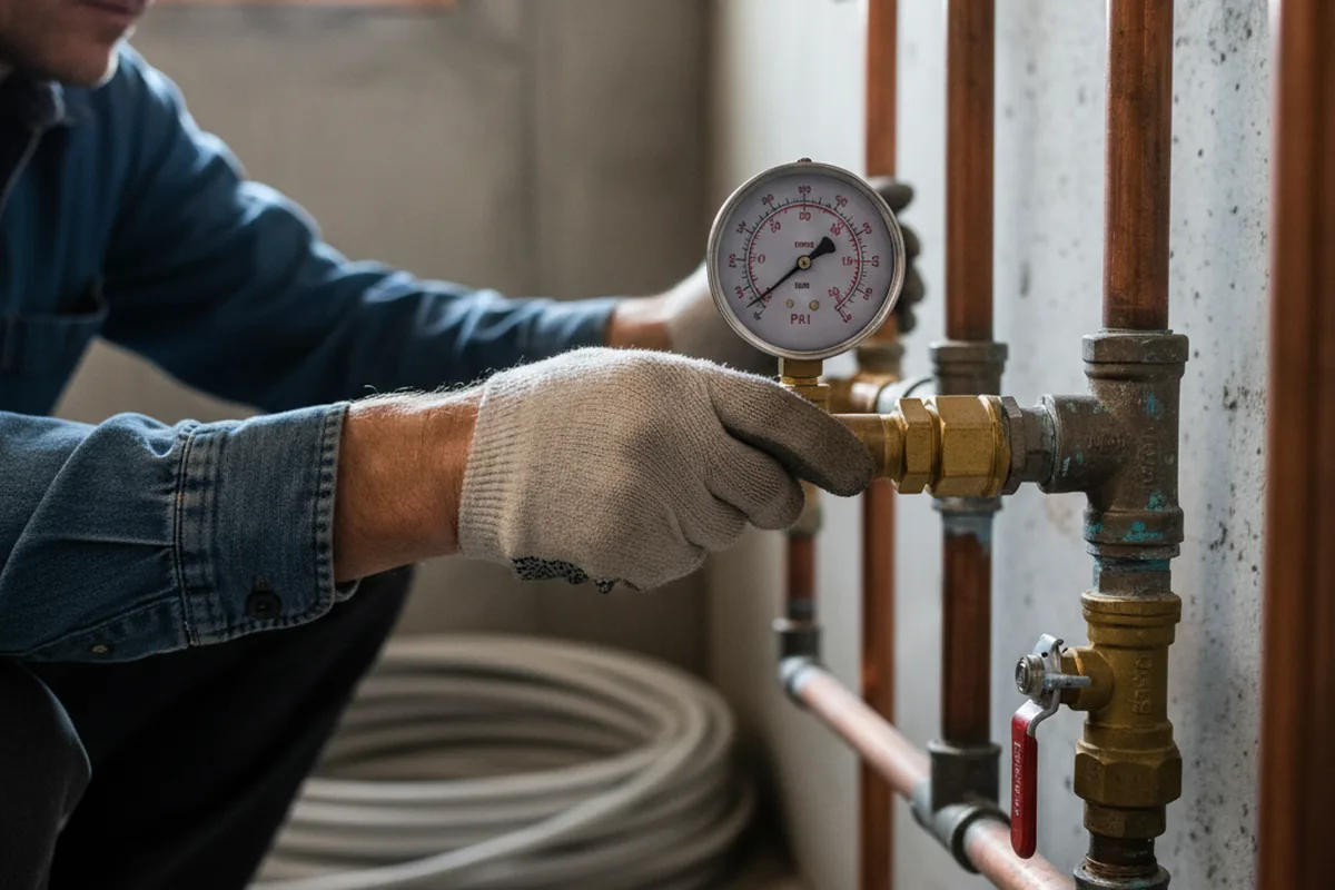 Pressure testing a repaired line during Water Line Repair in Ivanhoe
